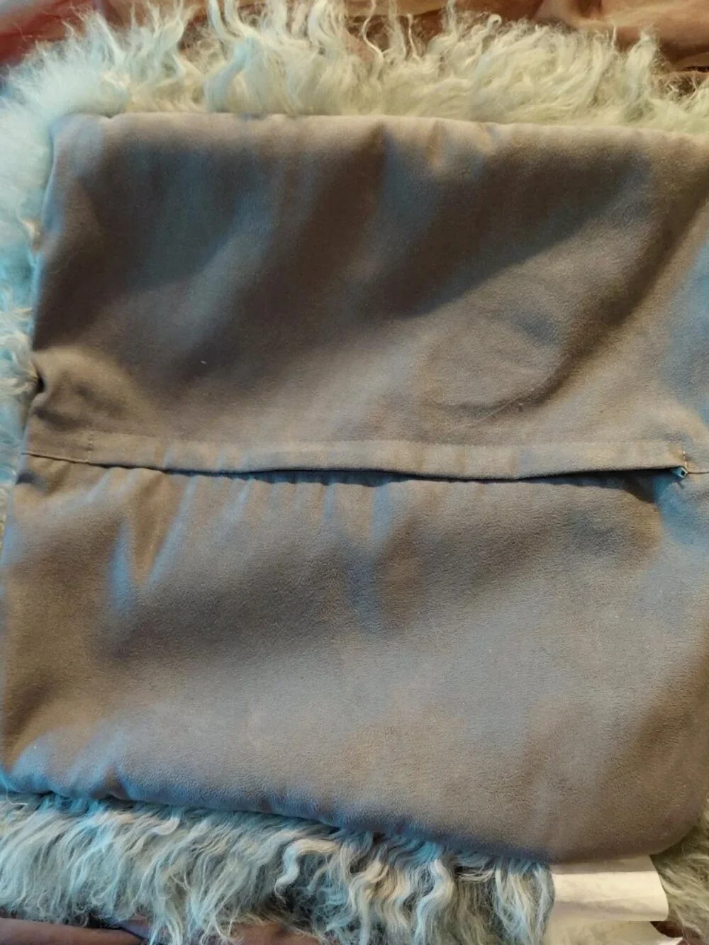 Gray Mongolian Lamb Fur Pillow Cover - 16